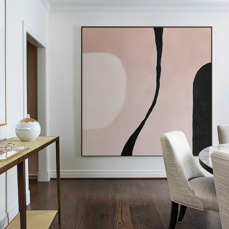 

Morandi Color Acrylic Abstract Painting Canvas Art Nude Pink Large Wall Art Moder Minimalist Living Room Decoration Home Decor