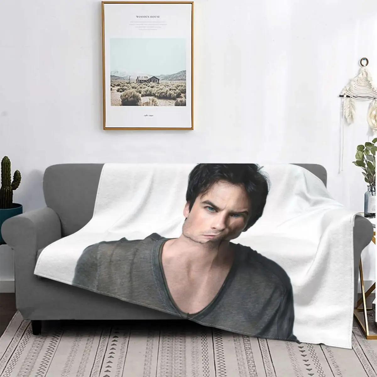 

Damon Salvatore Blankets Fleece Decoration Ultra-Soft Throw Blankets for Bedding Bedroom Plush Thin Quilt