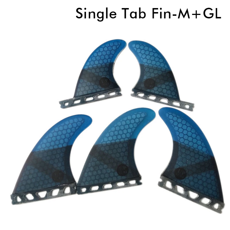 Tri-quad fin set Single Tabs M+GL fins surfboard fins Blue color surf fins Honeycomb Fiberglass