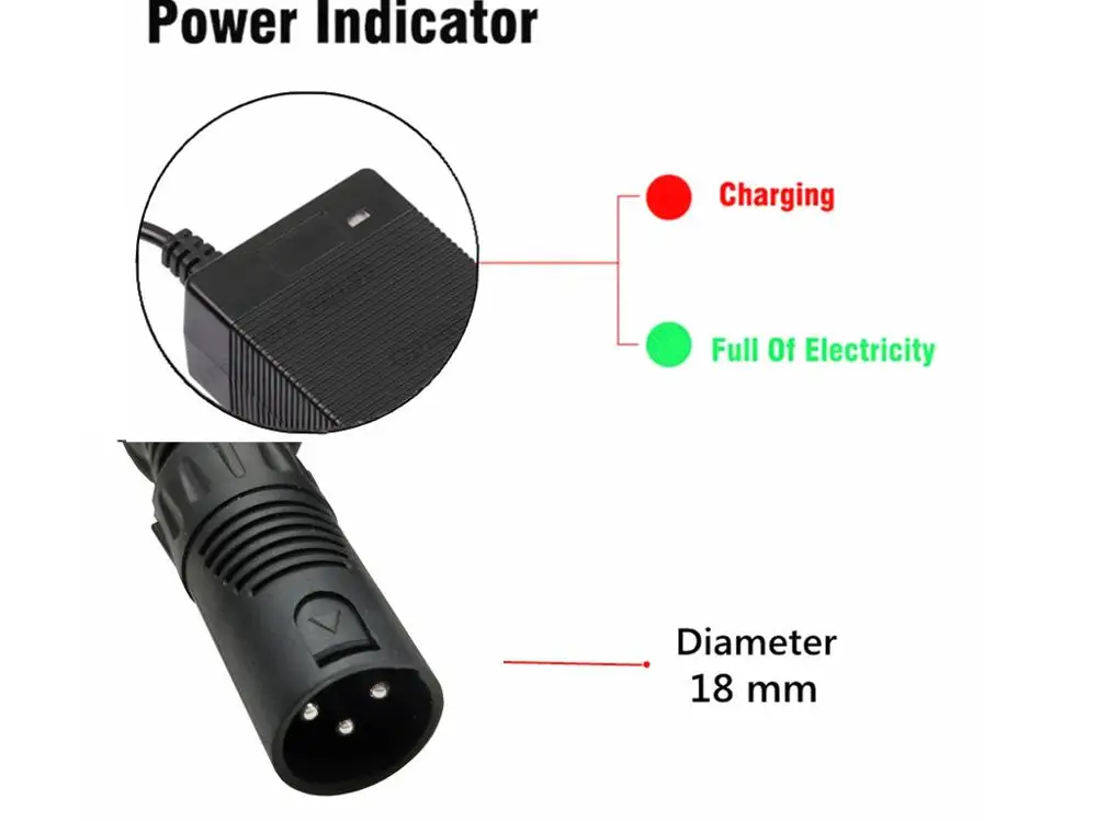 36V Charger 42V 2A electric bike lithium battery charger for 36V lithium battery pack with 3-Pin XLR Socket/connector