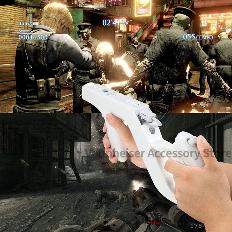 2PCS WII Zapper Gun สำหรับ Nintendo Wii รีโมทคอนโทรลยิงปืน Zapper รีโมทคอนโทรลไร้สายเกมอุปกรณ์เสริม