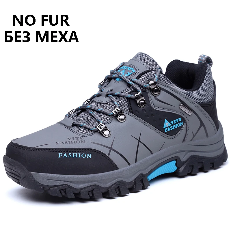 Men Snow Boots Waterproof Non-slip Sneakers Warm Boots Outdoor Hiking Boots Rubber Wear-resistant Work Shoes Size 39-47