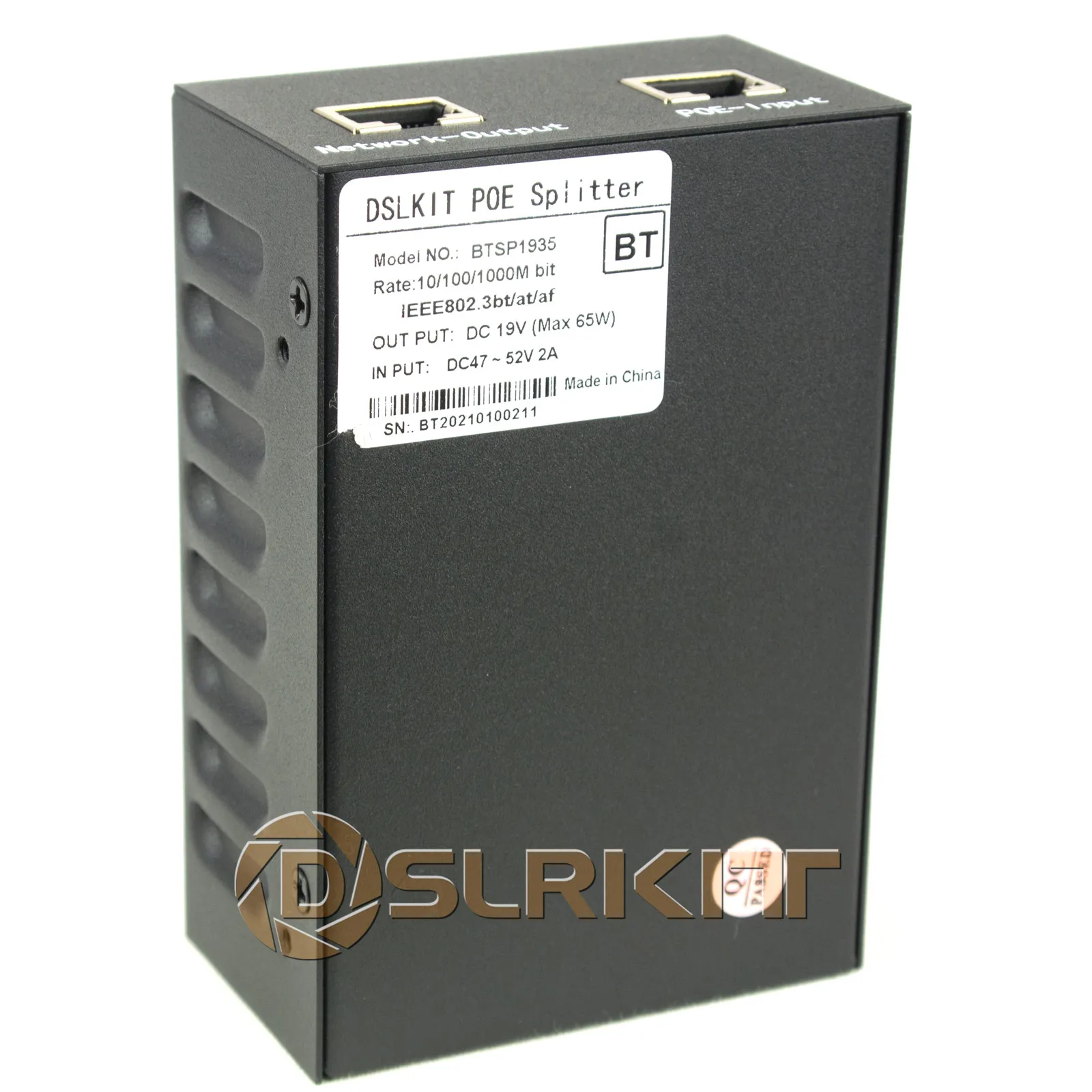 DSLRKIT 19โวลต์65วัตต์802.3BT PoE Kit (Splitter + หัวฉีด) Ultra Gigabit PoE ++ อะแดปเตอร์