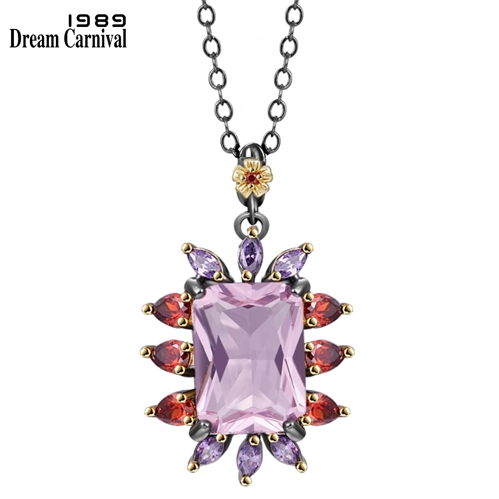 DreamCarnival1989 Stunning Pendant Necklace for Women Pink Zirconia Anniversary Must Have Eye Catching Thanksgiving Picks WP6908