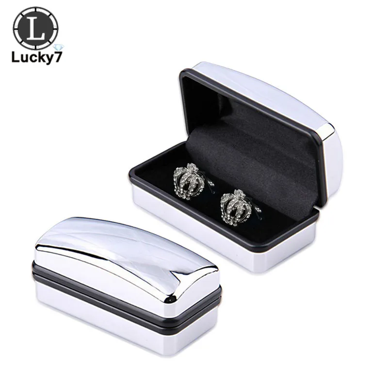 Wholesale Sliver Plating Cufflinks Gift Box Men Shirt Cuff links Carrying Case Cuff Link Tie Clip Boxes