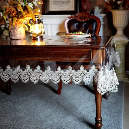 

TPU Transparent Table Mat Soft Glass Odorless Lace Table Mat Hollow Decorative Lace Table Cover Dining Table Chair Cover