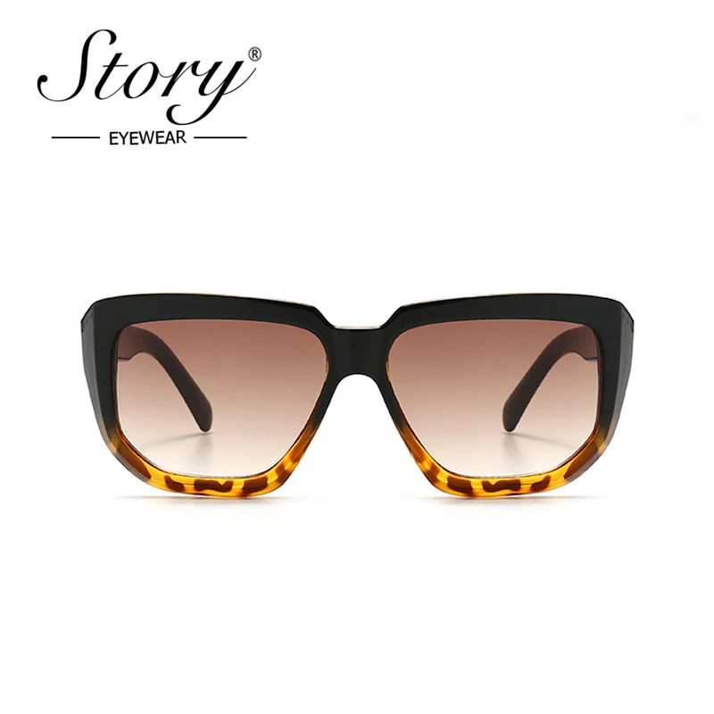 STORY Retro Oversized Sunglasses Women 2020 Brand Design Fashion Vintage Leopard Square Sun Glasses Shades for Female S400931J