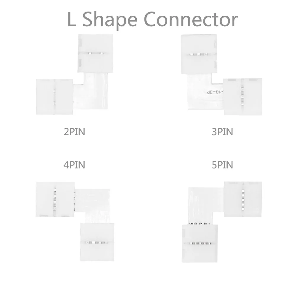 Conector Led de soldadura libre, 5 uds., 2 pines, 3 pines, 4 pines, 5 pines, conector de esquina en forma de L/T/X para cinta de tira Led RGBW RGBWW de 10mm