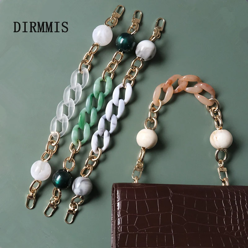 New Fashion Woman Handbag Accessory Parts Round Chain Detachable Replacement Beige White Green Strap Women Shoulder DIY Chain