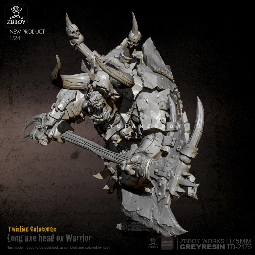 75mm Resin Figure Kits Minotaur General Axe resin model self-assembled TD-2175