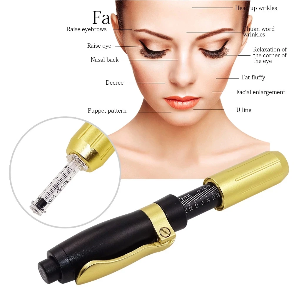 

NEW 2 IN 1High Pressure Hyaluronic Acid Pen High Density Metal For Anti Wrinkle Lip Injection Hyaluron Gun Atomizer Hyaluron Pen