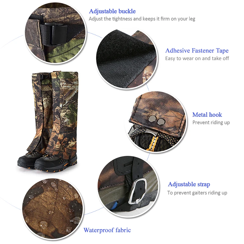 Waterproof Outdoor Leg Gaiters, Hiking Leg Cover, Legwarmers, Snow Legging, Ski Gaiters Shoe Boot, Leg Protection Guard Cover