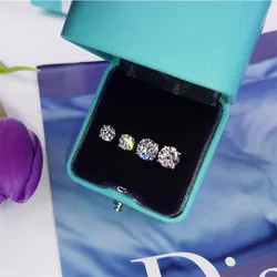 Trendy 5mm/9mm Lab Diamond Stud Earring Real 925 sterling silver Jewelry Engagement Wedding Earrings for Women men Charm Gift