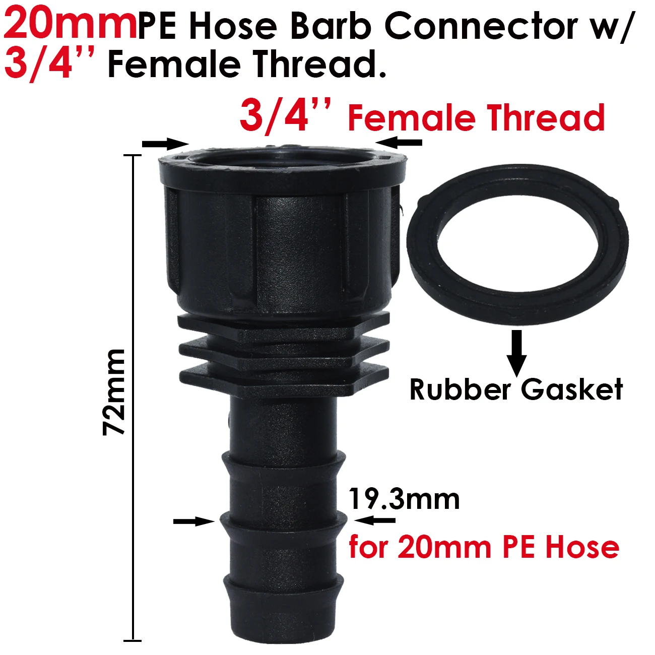 KESLA-conector de rosca hembra a lengüeta, 4 piezas, 1/2 \