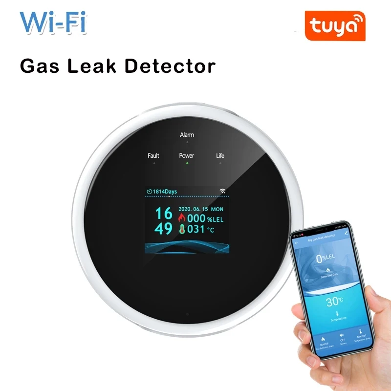 Sensor de Gas Natural para el hogar, alarma inteligente de Gas LPG con Wifi, USB, Detector de fugas, detectores de temperatura, Tuya Smart