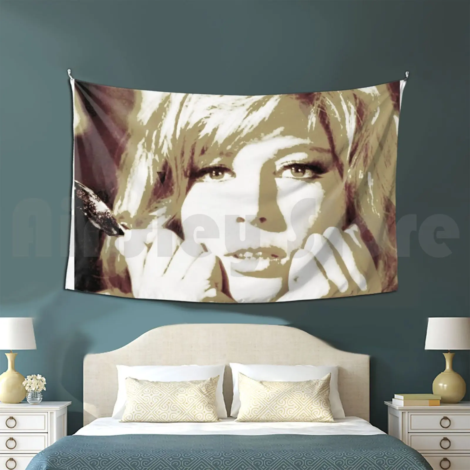 Monica Vitti In Gold Tapestry Living Room Bedroom Monica Vitti Italian Italian Women Cinema Neorealism 1960s Monica