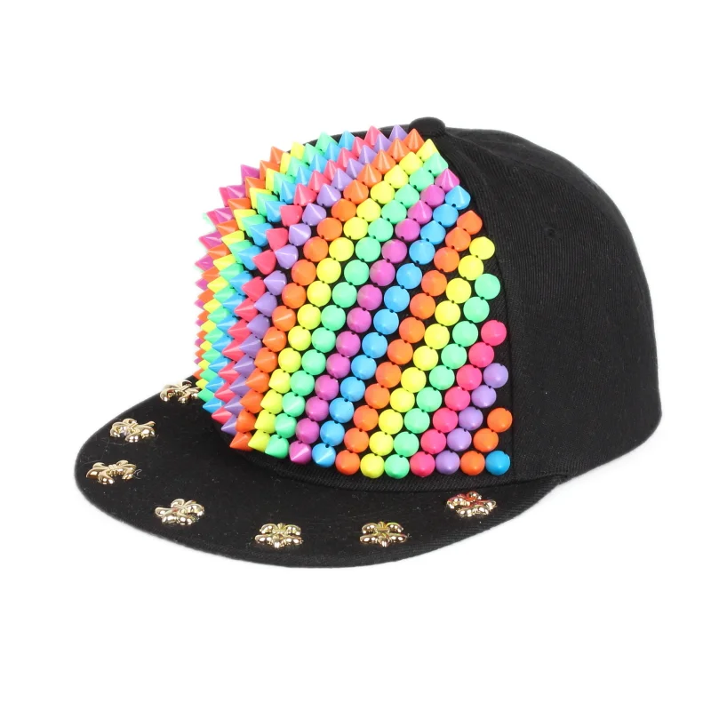 Wholesale European and American Punk Style Colorful Plastic Rivet men's recycled material fashion Sports Baseball hats Caps