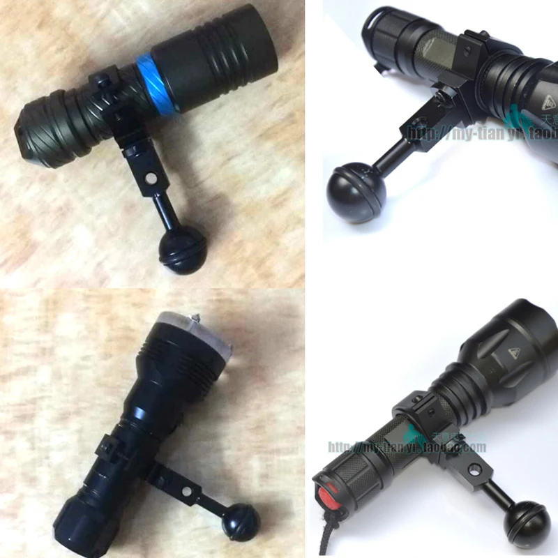 Ball joint clamp and extended arm for Buoyancy fill light lamp holder diving torch photography lights clip 25/30mm~35mm mount