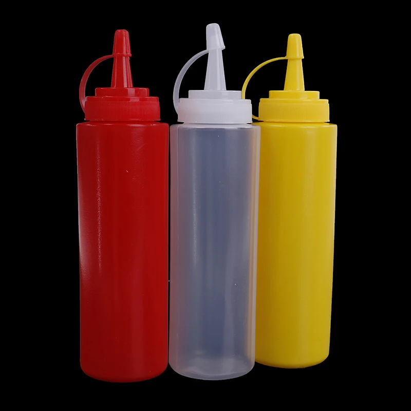 Plastic Condiment  Squeeze Bottle Dispenser 8oz for Sauce Vinegar Oil Ketchup Mayo Mustard Cookling tools Kitchen Accessories