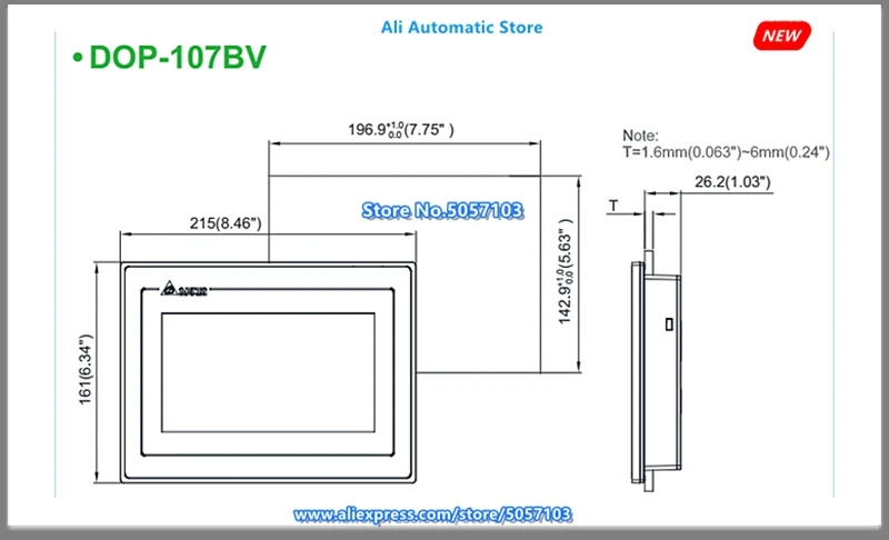 Imagem -05 - Hmi Delta Touch Screen Dop107bv 107cv 107ev 107eg 110cs 103bq 103wq 110ws 107wv 105cq 110is 100 Serial 43 Polegadas Polegadas 10 Polegadas Novo