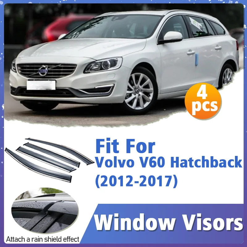 

Window Visor Guard for Volvo V60 Hatchback 2012-2017 Vent Cover Trim Awnings Shelters Protection Sun Rain Deflector Accessories