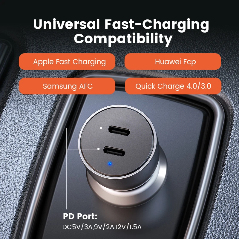 UGREEN 40W PD Car Charger Quick Charge QC4.0 3.0 for Xiaomi USB Type C PD Fast Charging for iPhone 14 13 12 Mobile Phone Charger