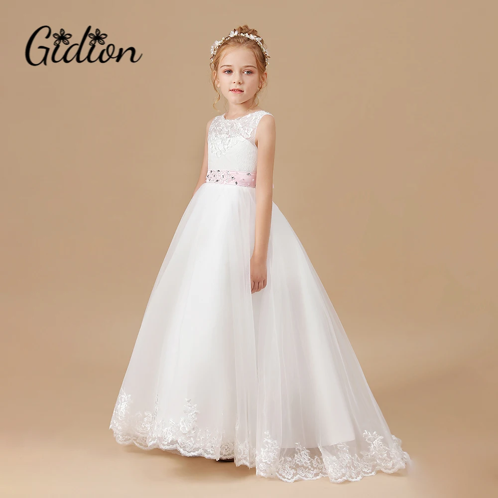 Floor-Length Flower Girl Dress For Kids Birthday Evening Party Wedding First Communion Ball-Gown Pageant Celebration Event Prom