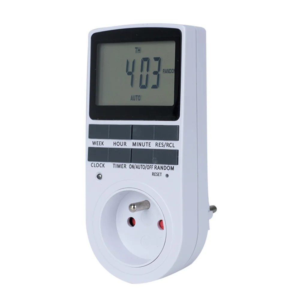 TM02-FR Electronic Digital Timer Switch Plug Kitchen Timer Outlet 230V 50HZ 7 Day 12/24 Hour Programmable Timing Socket