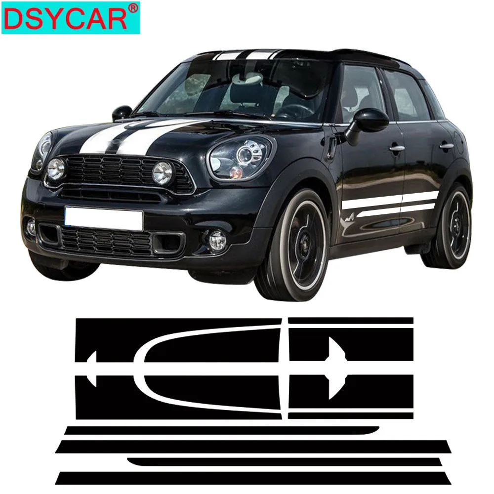 

DSYCAR 1Set Car Hood Trunk Engine Rear Side Stripes Car Stickers Body Kit Decal Decoration for Mini Countryman Stickers