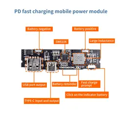 SW6106 PD szybkie ładowanie QC3.0 zasilanie mobilne moduł FCP dwukierunkowe szybkie ładowanie 5V9V12V