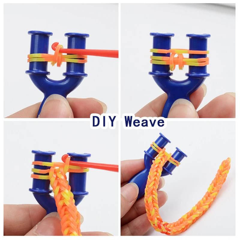 DIY Arts Crafts Toys for Girls Rainbow Hand-woven DIY Color Rubber Band Puzzle Children Toy Kids Braided Bracelet Beads Set Gift