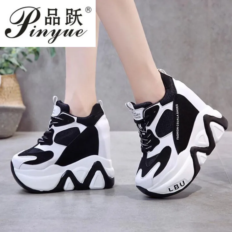 Women High Platform Shoes New Breathable Women Height Increasing Shoes 12 CM Thick Sole Trainers Sneakers Woman Casual shoes