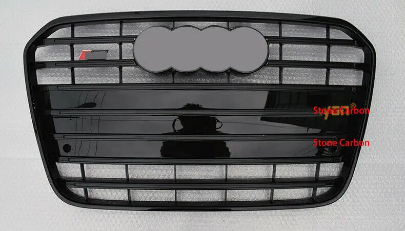 S6 Style Black Front Grille Audi A6 C7 Black Frame Black Rings For Audi A6 C7 S6 2013 13 2014 14 2015 15