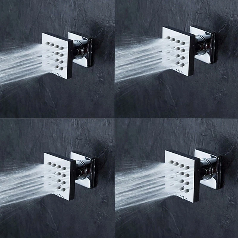 Bathroom Solid Brass Square Chrome Plated Body Shower Spray Jets Shower Head Sprayer Set Saving Water Massage Body Jet
