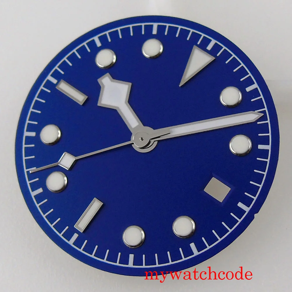 Esfera de reloj negra, azul y verde de 30,5mm para NH35A MIYOTA 8215 821A 8205 Mingzhu 2813, movimiento con ventana de fecha, repuesto de reloj de pulsera