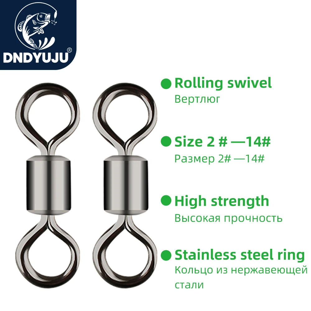 DNDYUJU 50pcs Fishing Swivel Sizes Solid Connector Ball Bearing Snap Fishing Swivels Rolling Stainless Steel Beads