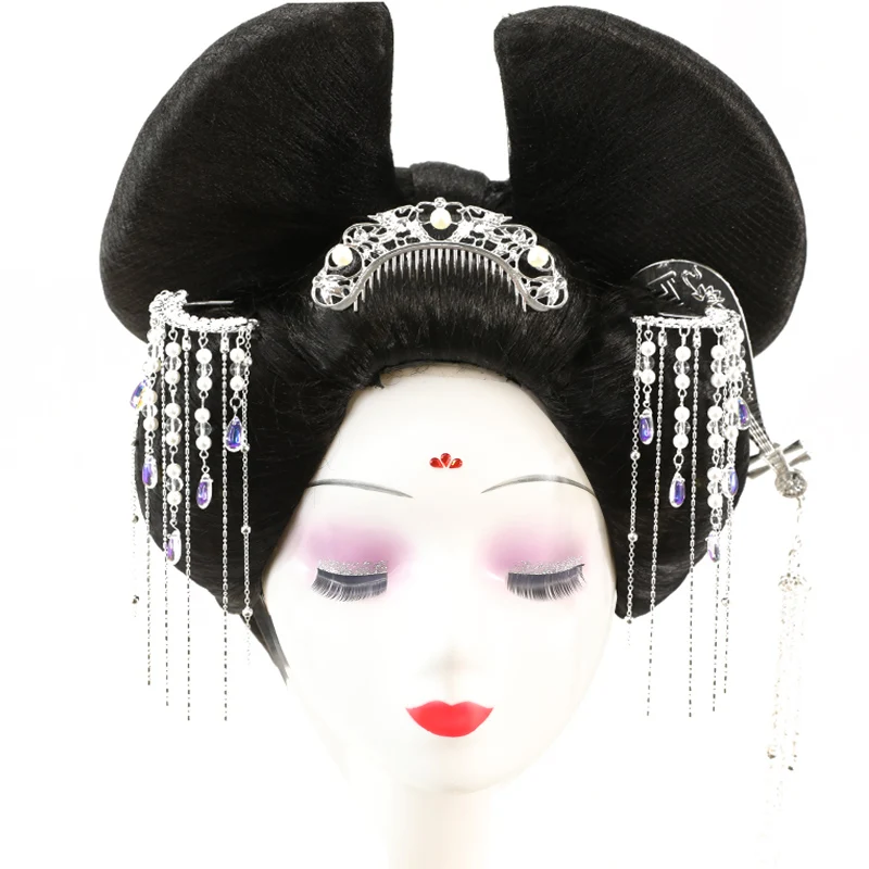 Black Kimono Hair Products  Japanese kimono hair accessories Big Butterfly Headdress Model Show Ancient Women Dress Up