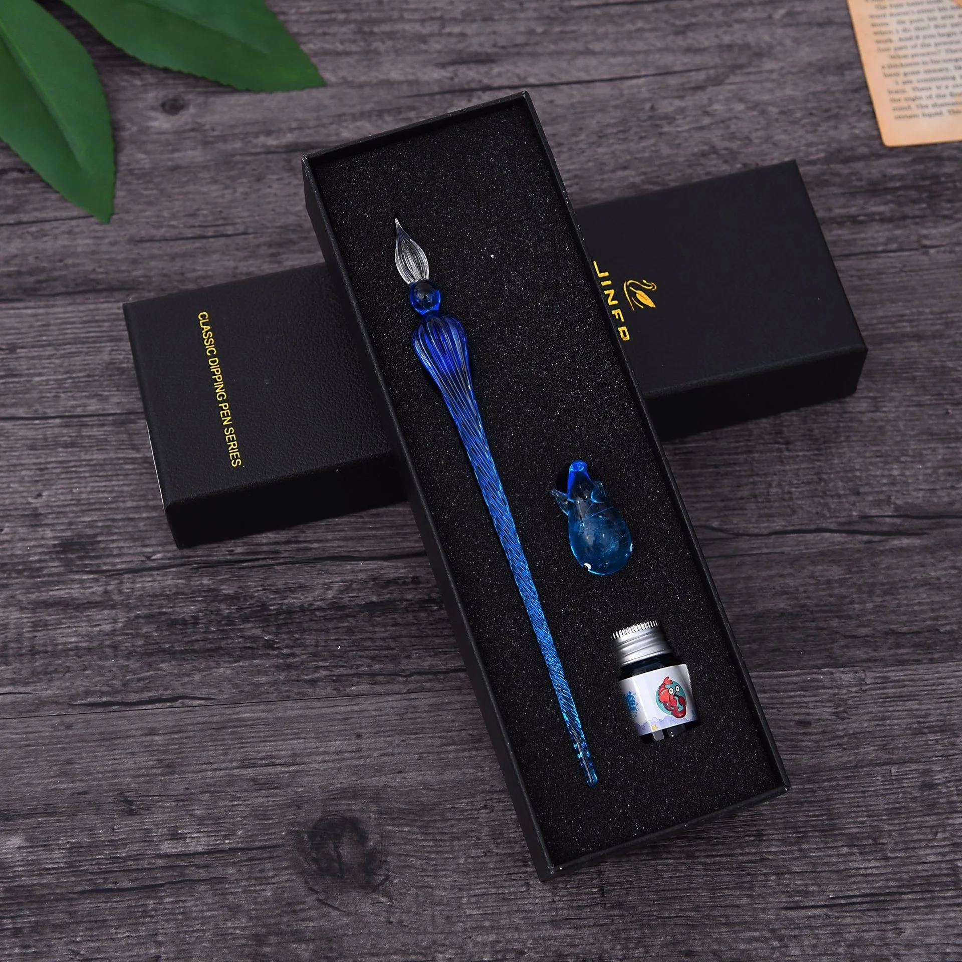 3pcs Dipping Pen Sets New Threaded Glass Dip Pens And Ink Set Comic Color Test Pen Threaded Tip Calligraphy Pencil Gift Box