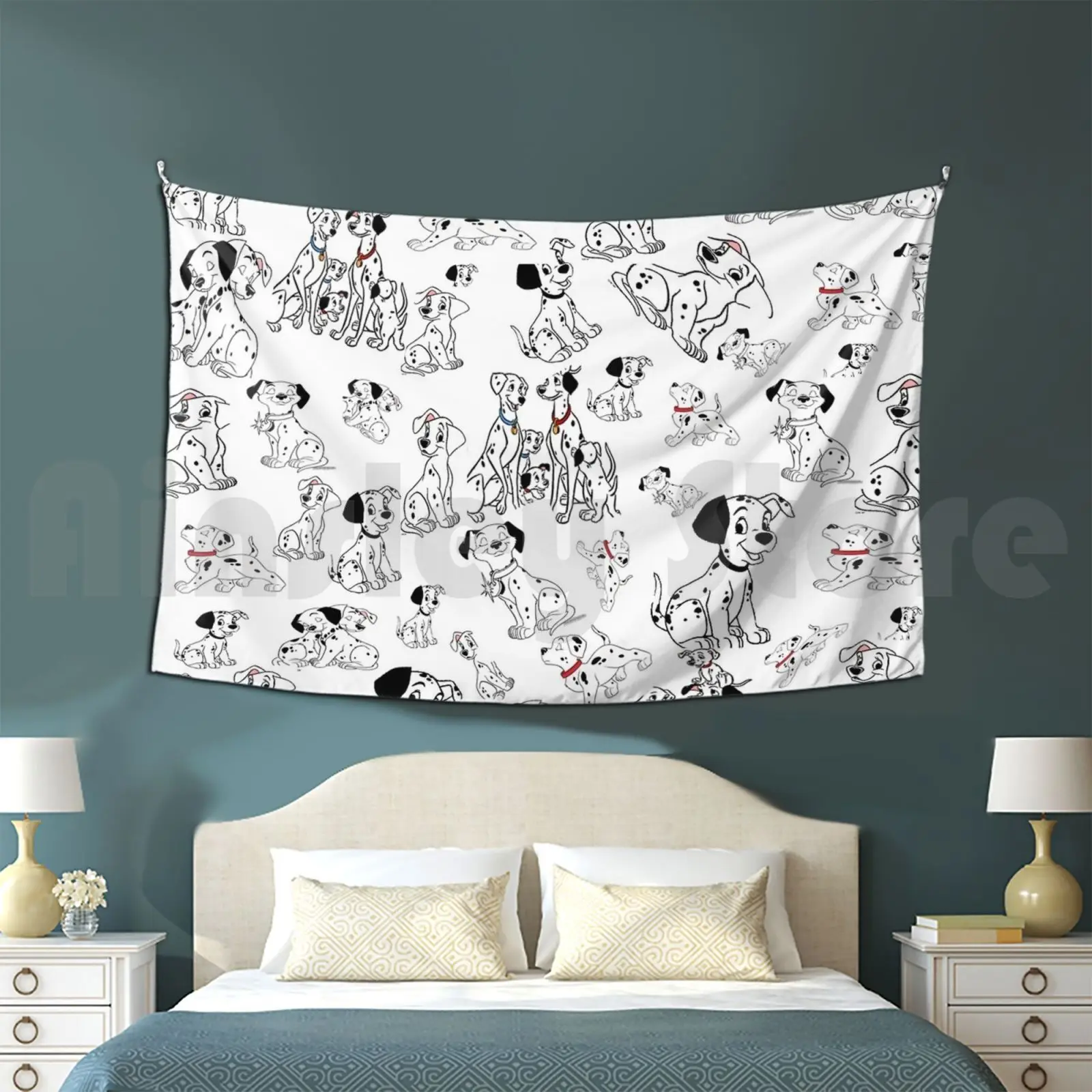 101 Dalmatians Tapestry Background Wall Hanging Black Dogs White Dalmatians