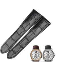 25mm Leather watchbands replace for Cartier Calibre de Diver W7100037 Tank W5330003 Crocodile Leather Strap Watchband