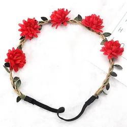 Fashion Wedding Flower Headband Girls Boho Flowers Headwear Children Hair Accessories Bride Wreath Beach Garland 7 Colors 2022