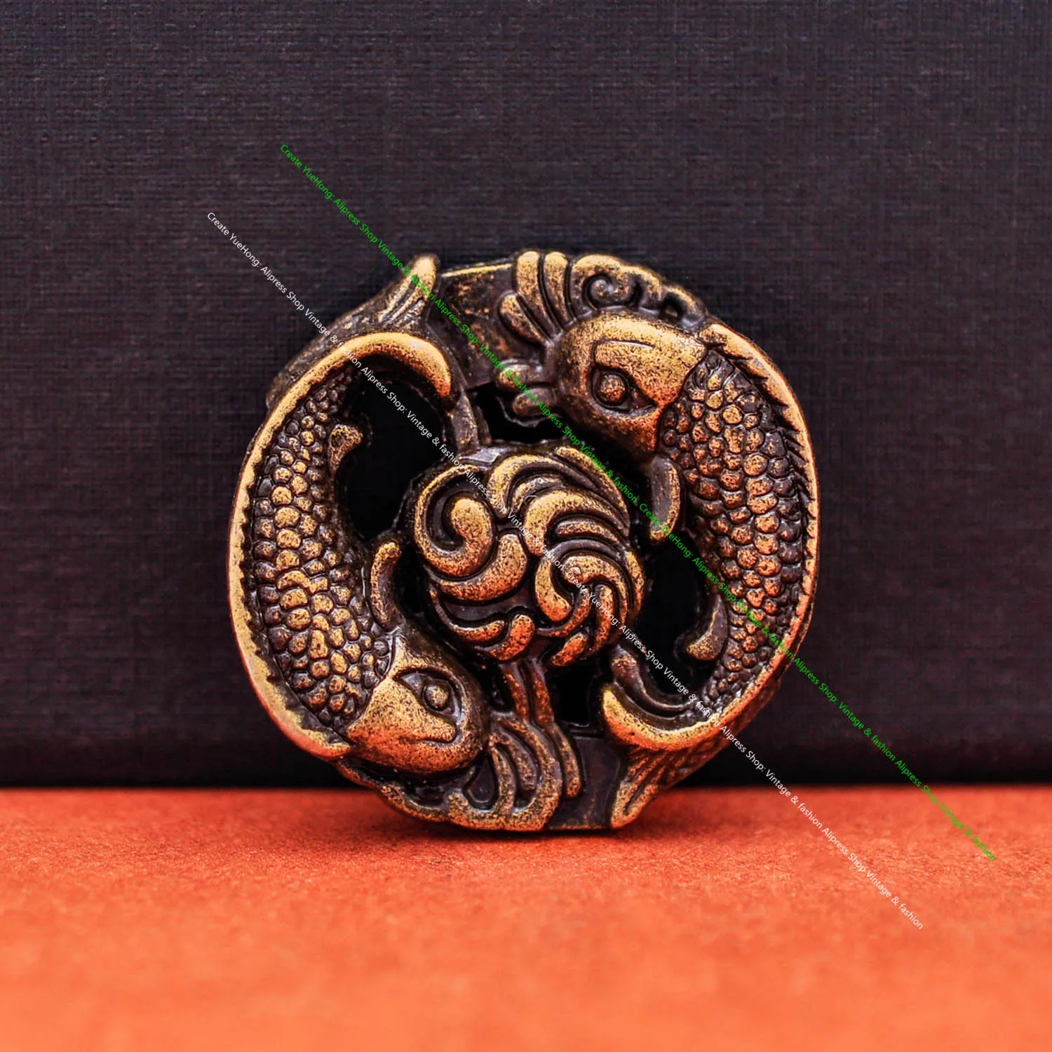 10pcs 30mm Antique Brass Double Lucky Koi Fish Concho Screwback For Leathercraft Hardware Wallet Belt Keyring Case  Decor