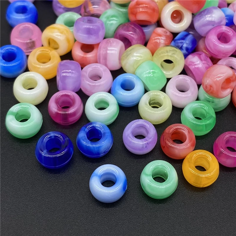 50pcs 6x9mm Big Hole Acrylic Beads Hair  Loose Spacer  for Jewelry Making Necklaces Earrings Bracelets Handmade Diy