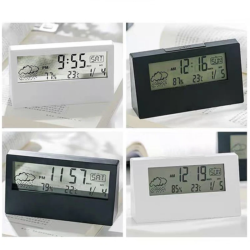 Creativo semplice meteo multifunzionale luminoso sveglia dormitorio muto studente bambini ragazze regalo carino piccola sveglia
