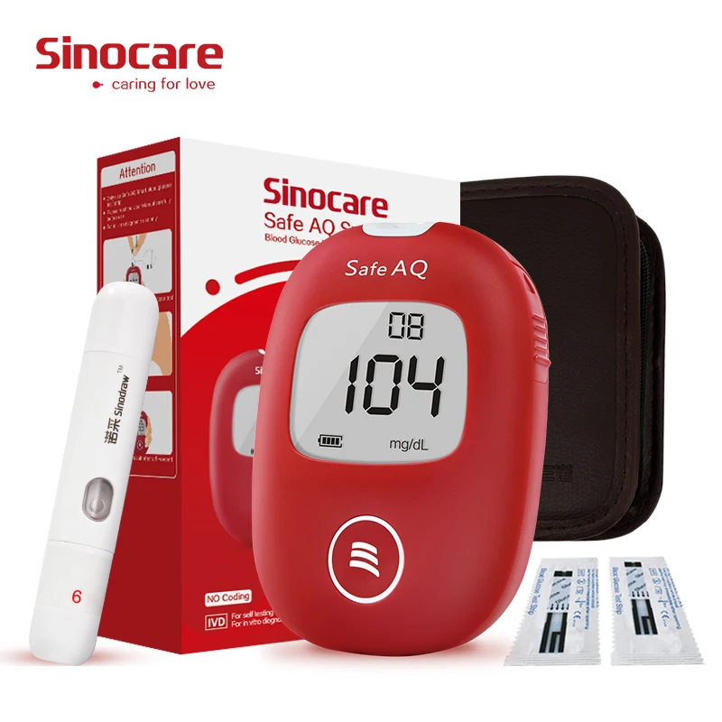 Sinocare Safe AQ Smart mg/dL mmol/L Blood Glucose Meter Diabetes Glucometer Kit &Test Strips Lancets painless Blood Sugar Tester