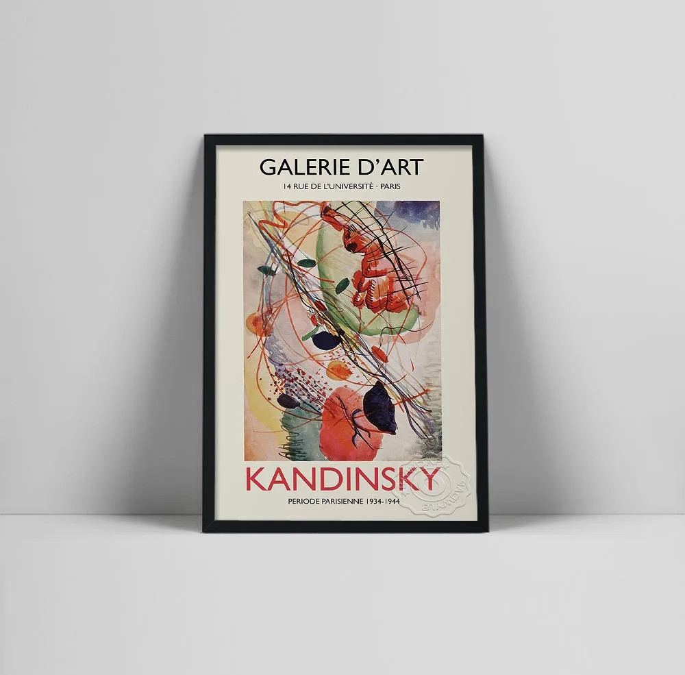 Wassily Kandinsky Poster Vintage 1960's Galerie Berggruen Exhibition Museum Canvas Print Abstract Painting Wall Picture Decor