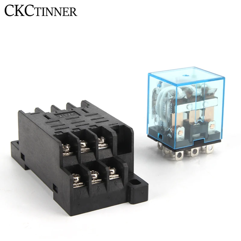 Intermediate Relay HH63P LY3NJ 10A Micro Small Electromagnetic Relay ACDC12V24V AC110V 220V 380V With 11 pins Socket base PTF11A