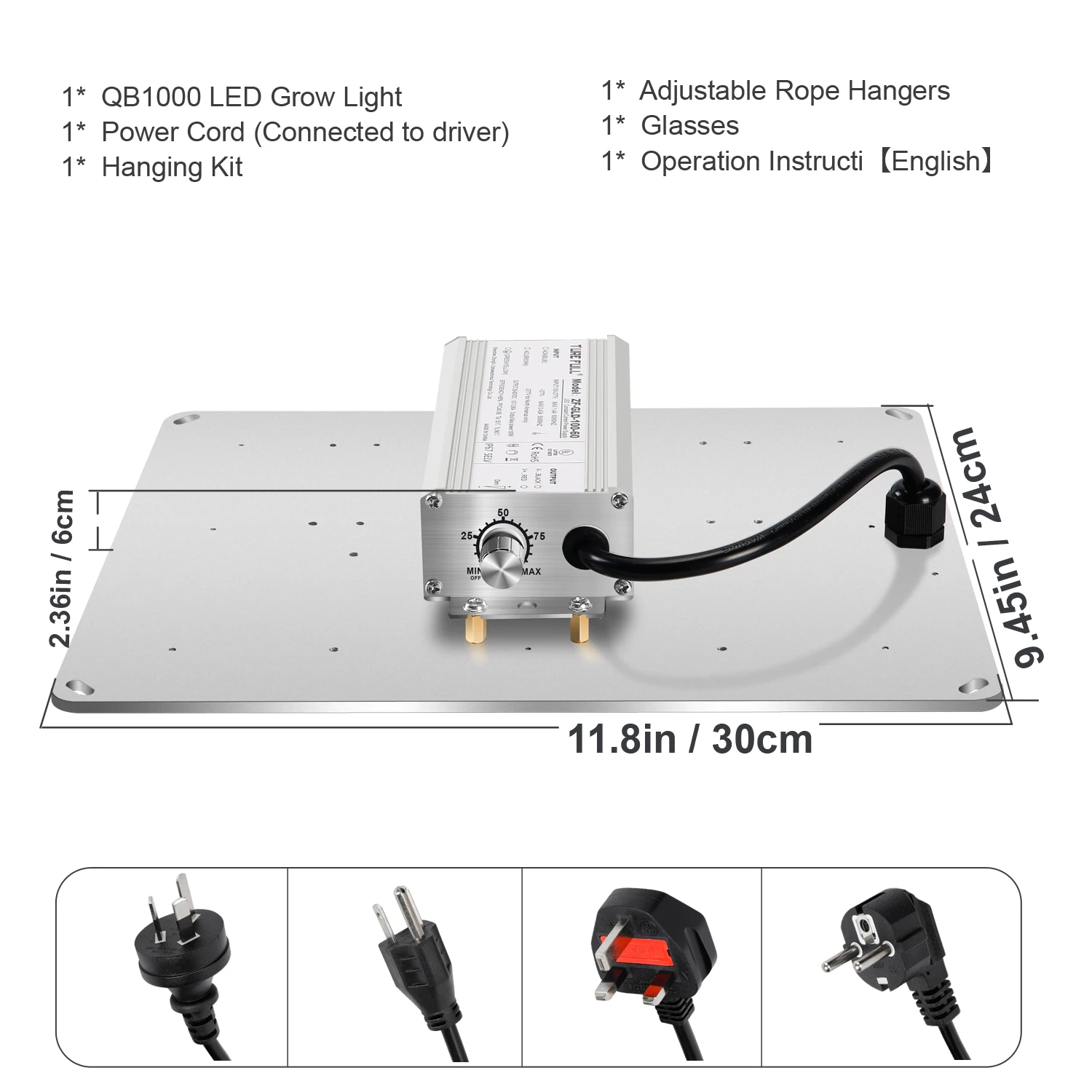 BOSYTRO 1000W LED Plant Lamp with Samsung Diode Quantum Board Full Spectrum Growth Lamp For Indoor Grow Tent Plants Growth Light