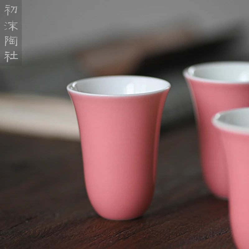 

★the beginning of the peach powder sample tea cup cup tea cup manually jingdezhen ceramic masters cup single cup kung fu