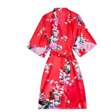 Short Style Asain Japanese Style Kimono Yukata Dress Haori Woman Sleep Night Wear Bathing Robe Oriental Chinese Silk Pajamas